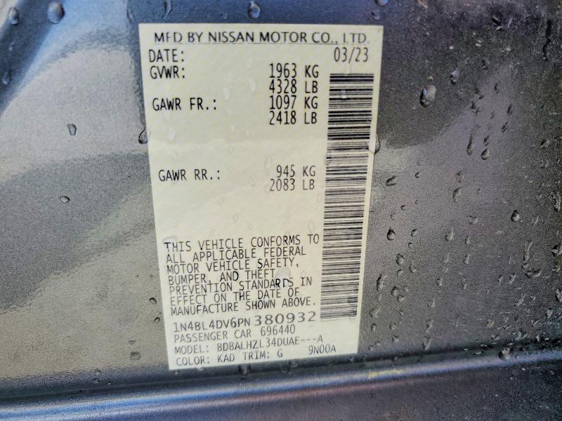 Aukcja sprzedaży 2023 Nissan Altima, vin: 1N4BL4DV6PN380932, numer aukcji: 50492866