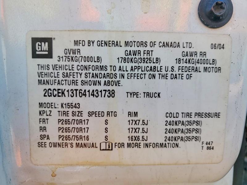 Продажа на аукционе авто 2004 Chevrolet Silverado, vin: 2GCEK13T641431738, номер лота: 49220446