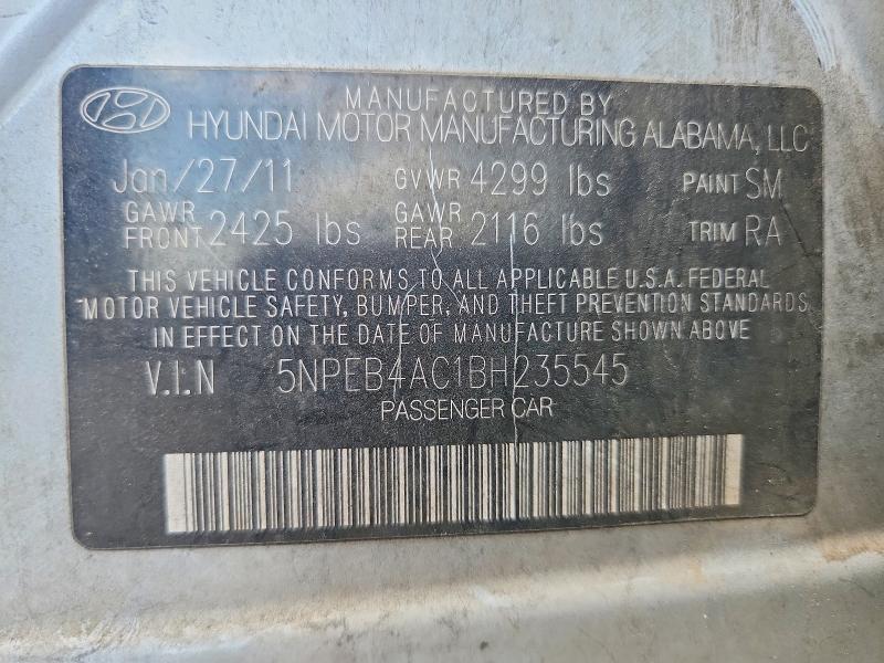 Aukcja sprzedaży 2011 Hyundai Sonata, vin: 5NPEB4AC1BH235545, numer aukcji: 49246516