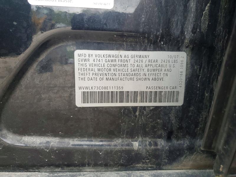 Aukcja sprzedaży 2008 Volkswagen Passat, vin: WVWLK73C08E111359, numer aukcji: 51162976