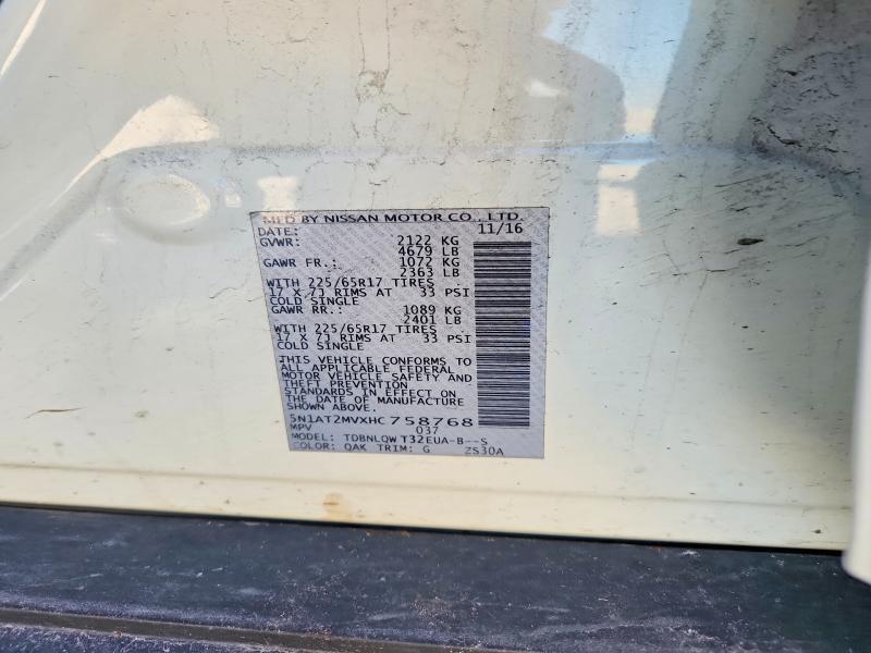 50157856 :رقم المزاد ، 5N1AT2MVXHC758768 vin ، 2017 Nissan Rogue مزاد بيع