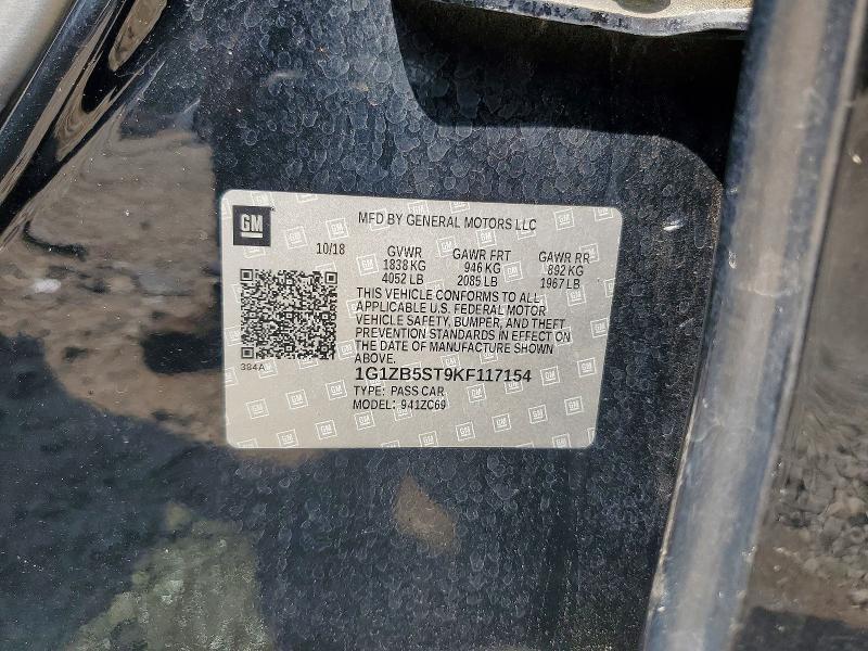 Aukcja sprzedaży 2019 Chevrolet Malibu, vin: 1G1ZB5ST9KF117154, numer aukcji: 51763106