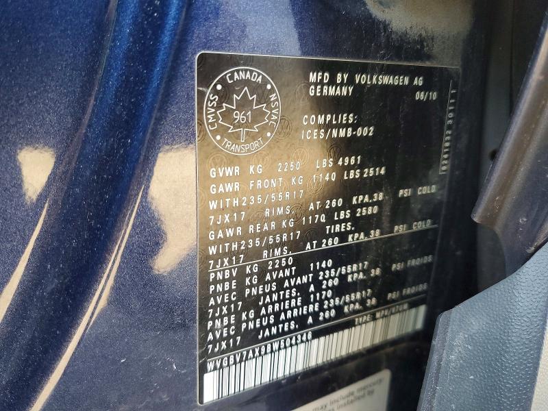 51152576 :رقم المزاد ، WVGBV7AX9BW504346 vin ، 2011 Volkswagen Tiguan مزاد بيع