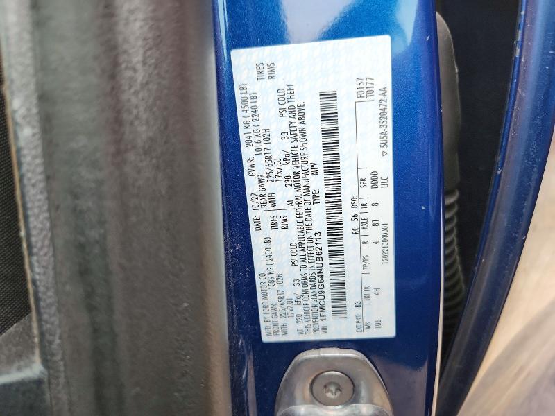 2022 Ford Escape მანქანა იყიდება აუქციონზე, vin: 1FMCU9G64NUB62113, აუქციონის ნომერი: 51844936