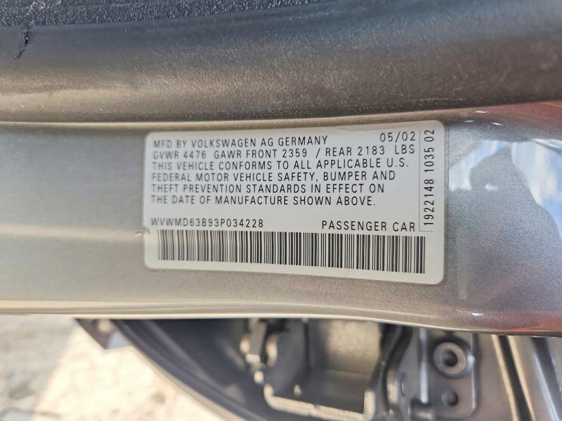 Продажа на аукционе авто 2003 Volkswagen Passat, vin: WVWMD63B93P034228, номер лота: 51043996
