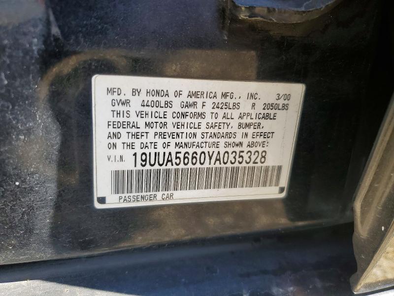 Aukcja sprzedaży 2000 Acura 3.2tl, vin: 19UUA5660YA035328, numer aukcji: 50293096