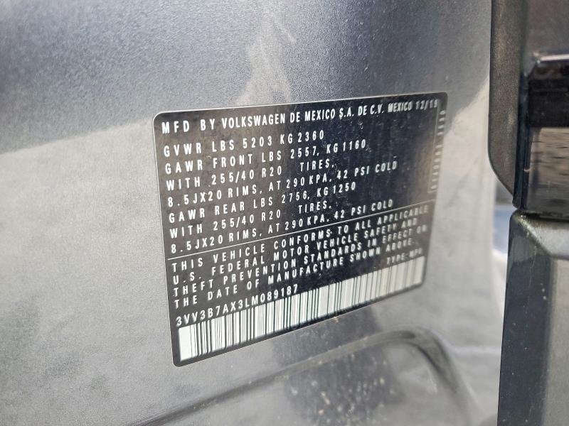 Aukcja sprzedaży 2020 Volkswagen Tiguan, vin: 3VV3B7AX3LM089187, numer aukcji: 51298406