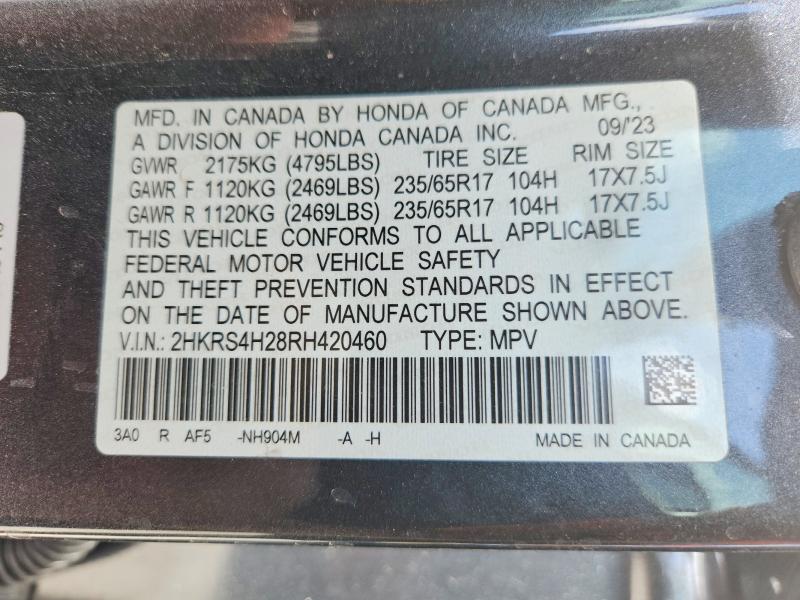 Aukcja sprzedaży 2024 Honda Cr-v, vin: 2HKRS4H28RH420460, numer aukcji: 49020506