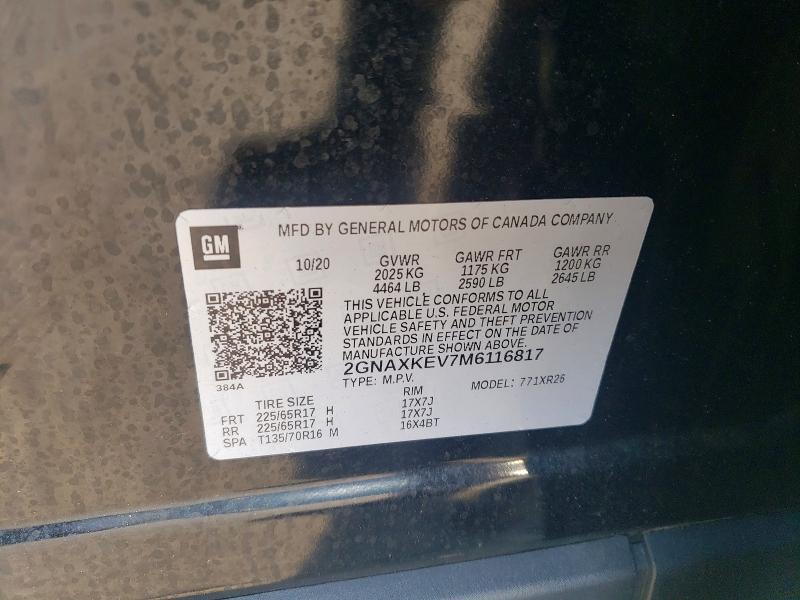 Продаж на аукціоні авто 2021 Chevrolet Equinox, vin: 2GNAXKEV7M6116817, номер лоту: 51201906
