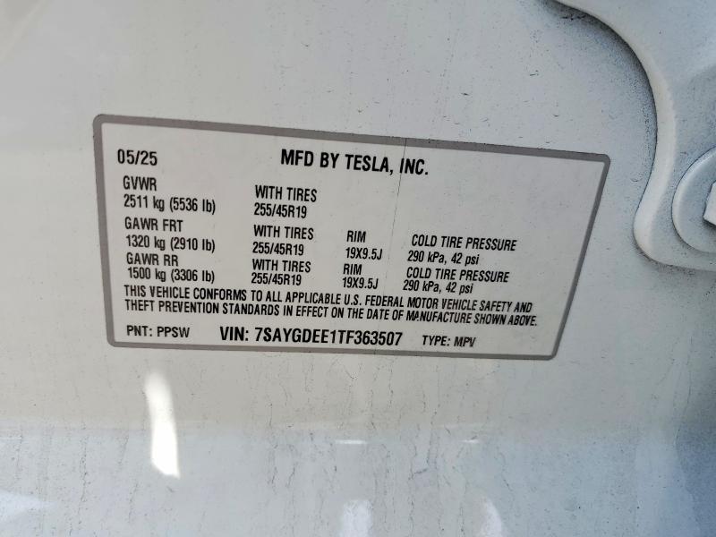 Aukcja sprzedaży 2026 Tesla Model Y, vin: 7SAYGDEE1TF363507, numer aukcji: 49515686