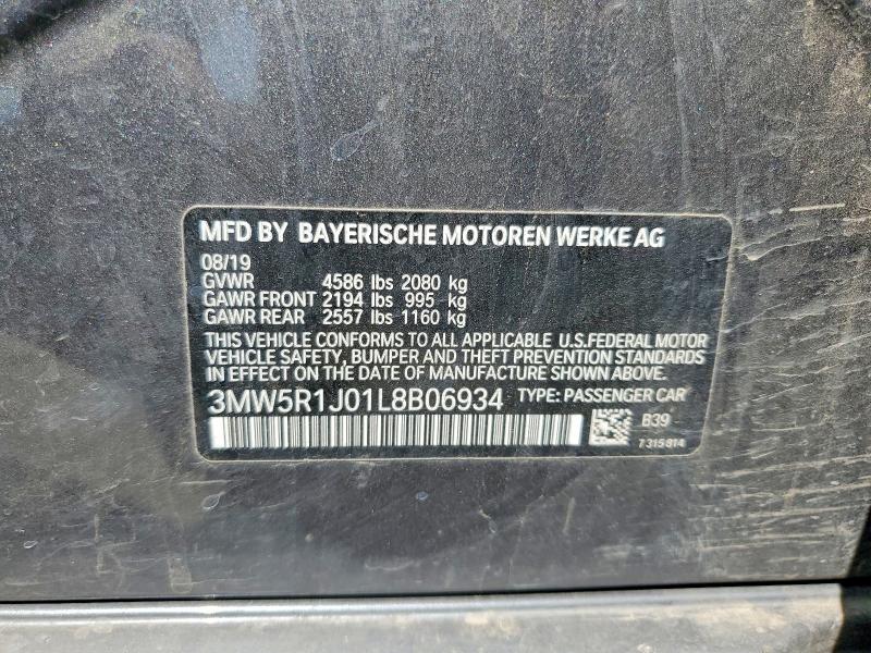 49515916 :رقم المزاد ، 3MW5R1J01L8B06934 vin ، 2020 Bmw 330i مزاد بيع