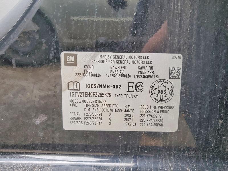 Продаж на аукціоні авто 2015 Gmc Sierra, vin: 1GTV2TEH9FZ265679, номер лоту: 49571256