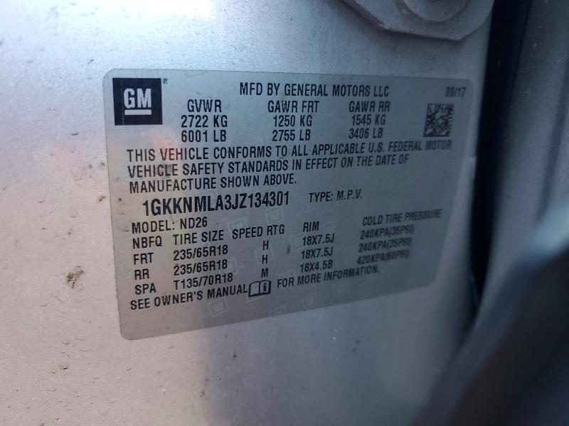 Продажа на аукционе авто 2018 Gmc Acadia, vin: 1GKKNMLA3JZ134301, номер лота: 49927356