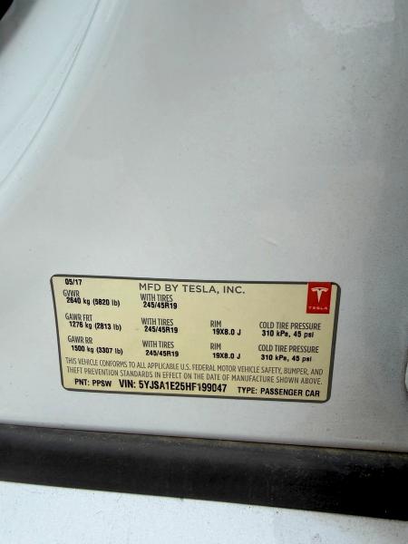 Aukcja sprzedaży 2017 Tesla Model S, vin: 5YJSA1E25HF199047, numer aukcji: 51472046