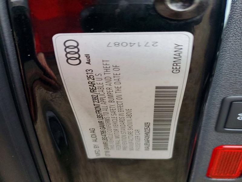 Aukcja sprzedaży 2017 Audi A4, vin: WAUENAF4XHN025409, numer aukcji: 48184046