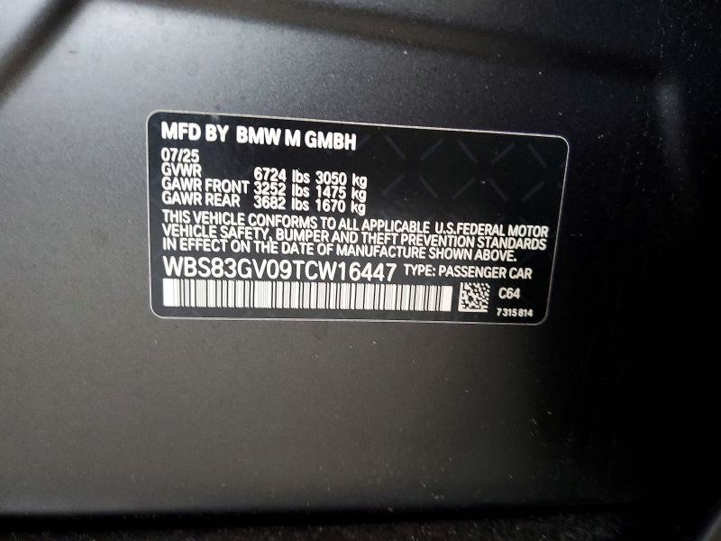 Продаж на аукціоні авто 2026 Bmw M5, vin: WBS83GV09TCW16447, номер лоту: 47907576