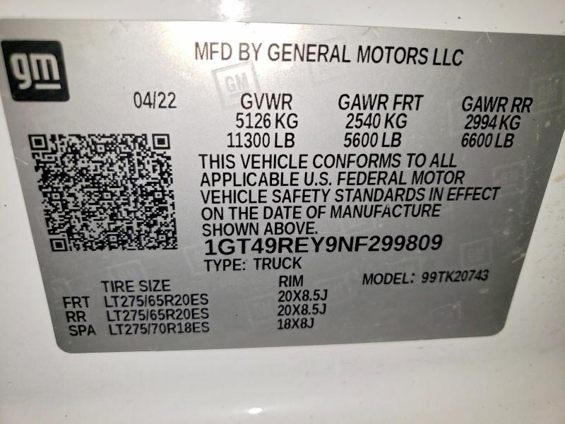 Продажа на аукционе авто 2022 Gmc Sierra, vin: 1GT49REY9NF299809, номер лота: 48198826