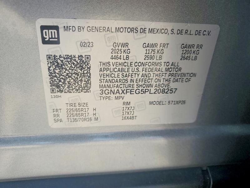 Продажа на аукционе авто 2023 Chevrolet Equinox, vin: 3GNAXFEG5PL208257, номер лота: 49067686