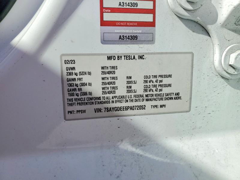 48826546 :رقم المزاد ، 7SAYGDEE6PA072052 vin ، 2023 Tesla Model Y مزاد بيع