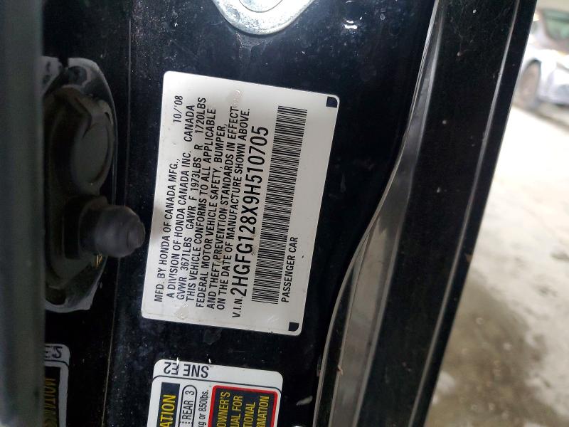 Aukcja sprzedaży 2009 Honda Civic, vin: 2HGFG128X9H510705, numer aukcji: 49473476
