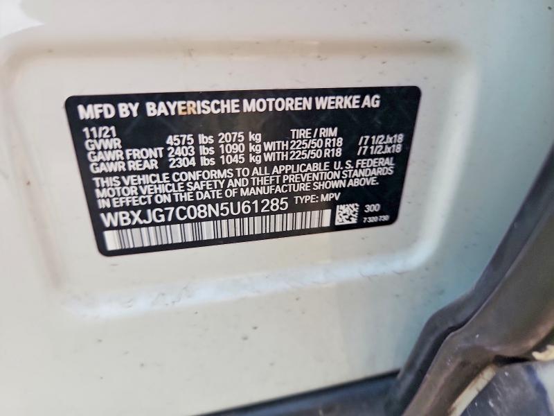 Aukcja sprzedaży 2022 Bmw X1, vin: WBXJG7C08N5U61285, numer aukcji: 51094386