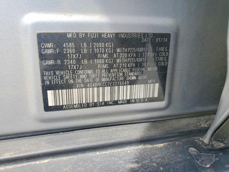 2014 Subaru Outback მანქანა იყიდება აუქციონზე, vin: 4S4BRCCC7E3276649, აუქციონის ნომერი: 49249896