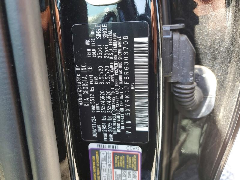 Aukcja sprzedaży 2024 Kia Sorento, vin: 5XYRKDJF8RG303708, numer aukcji: 49298576
