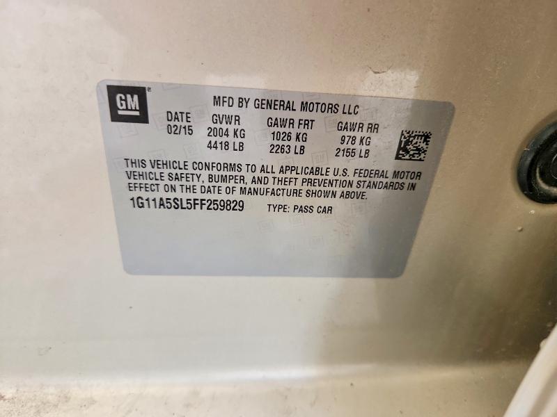 51841126 :رقم المزاد ، 1G11A5SL5FF259829 vin ، 2015 Chevrolet Malibu مزاد بيع