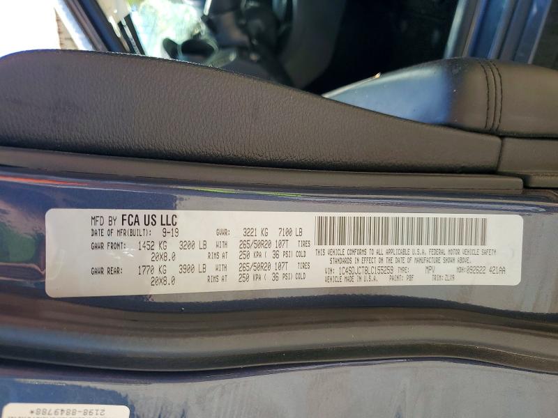 Продажа на аукционе авто 2020 Dodge Durango, vin: 1C4SDJCT8LC155259, номер лота: 49943396
