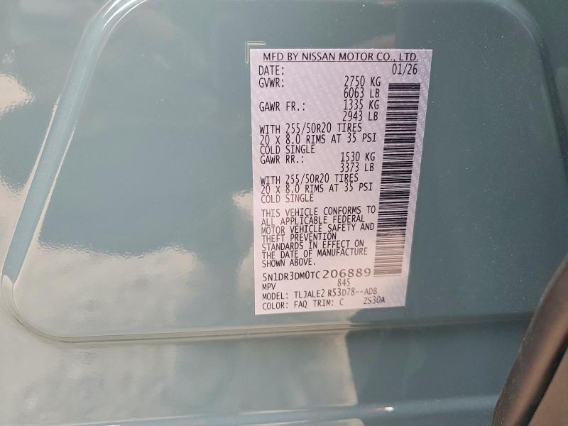 48247766 :رقم المزاد ، 5N1DR3DM0TC206889 vin ، 2026 Nissan Pathfinder مزاد بيع
