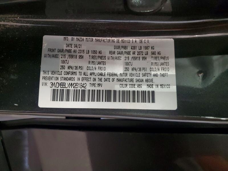 49859606 :رقم المزاد ، 3MVDMBBLXMM261842 vin ، 2021 Mazda Cx-30 مزاد بيع