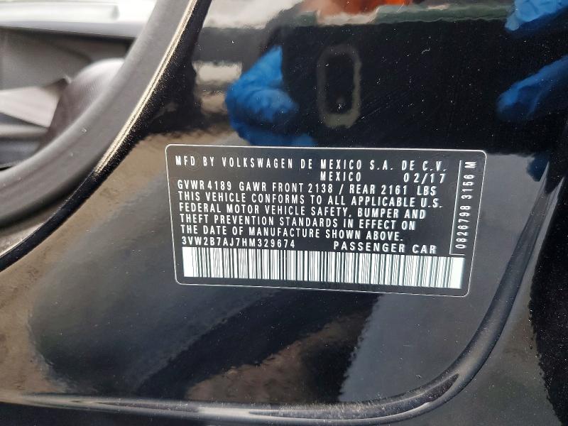 2017 Volkswagen Jetta მანქანა იყიდება აუქციონზე, vin: 3VW2B7AJ7HM329674, აუქციონის ნომერი: 50120316
