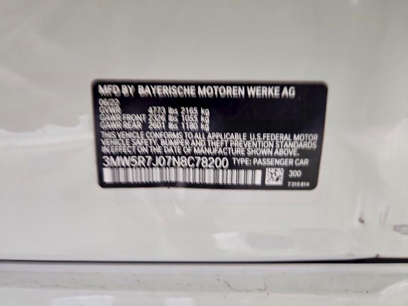 49718756 :رقم المزاد ، 3MW5R7J07N8C78200 vin ، 2022 Bmw 330xi مزاد بيع
