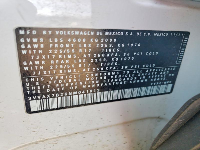 Продаж на аукціоні авто 2022 Volkswagen Taos, vin: 3VVAX7B26NM041813, номер лоту: 49841816
