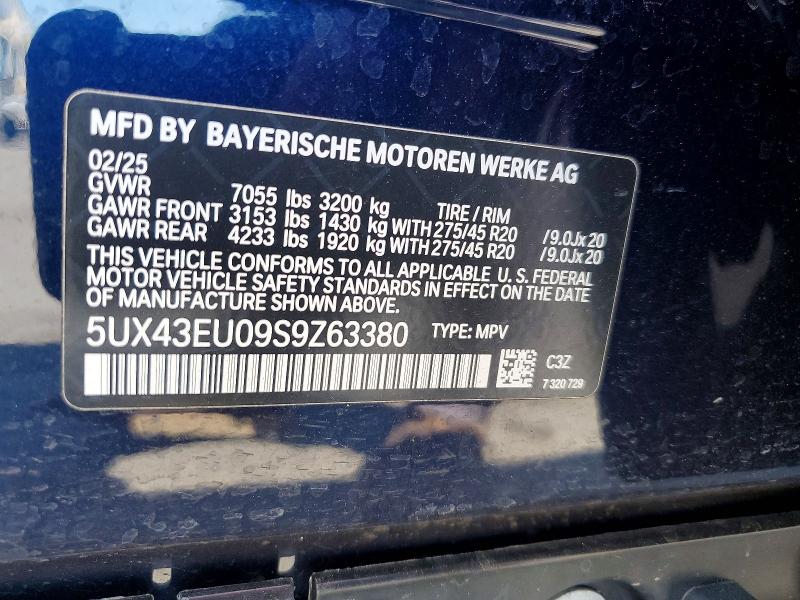 Продаж на аукціоні авто 2025 Bmw X5, vin: 5UX43EU09S9Z63380, номер лоту: 48815076