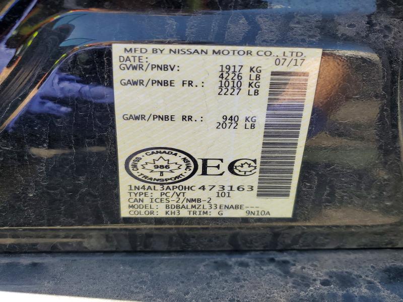 Aukcja sprzedaży 2017 Nissan Altima, vin: 1N4AL3AP0HC473163, numer aukcji: 49075546
