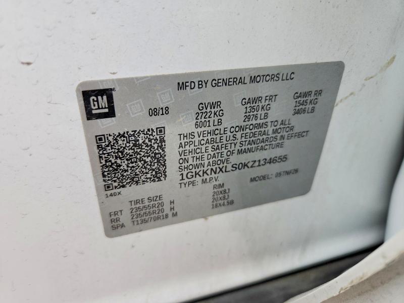 Aukcja sprzedaży 2019 Gmc Acadia, vin: 1GKKNXLS0KZ134655, numer aukcji: 51316366