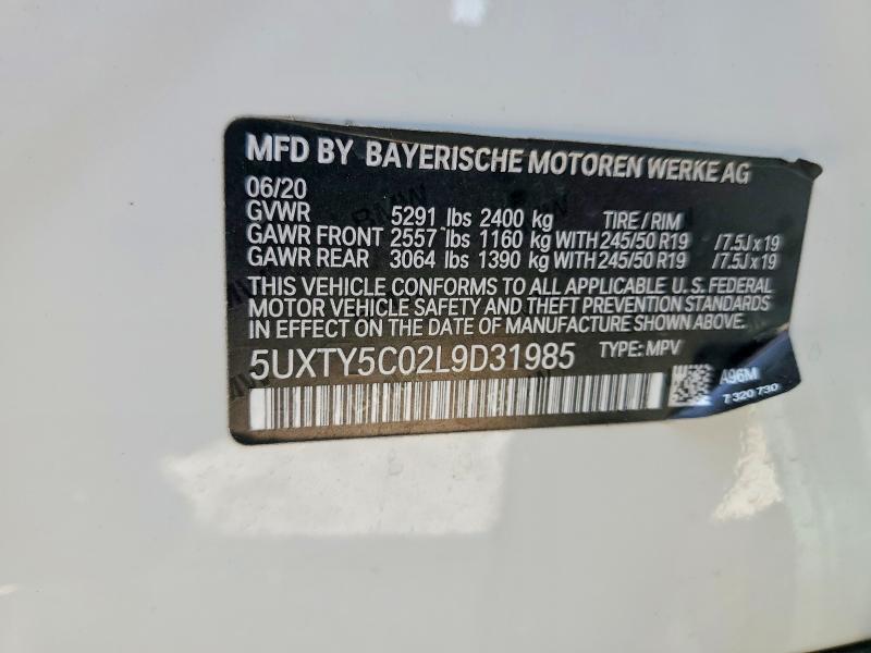 2020 Bmw X3 მანქანა იყიდება აუქციონზე, vin: 5UXTY5C02L9D31985, აუქციონის ნომერი: 49011976