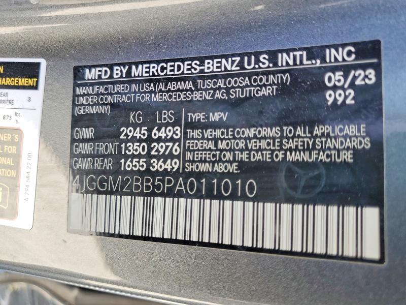Aukcja sprzedaży 2023 Mercedes-benz Eqe Suv, vin: 4JGGM2BB5PA011010, numer aukcji: 51195676