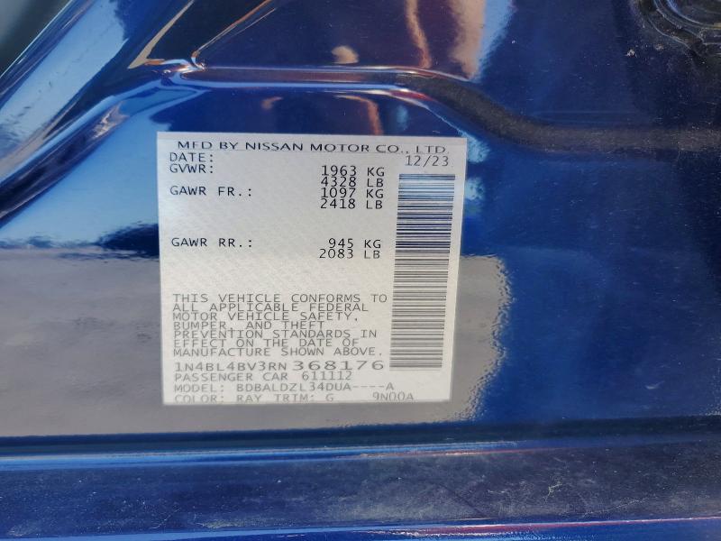 2024 Nissan Altima მანქანა იყიდება აუქციონზე, vin: 1N4BL4BV3RN368176, აუქციონის ნომერი: 50146446