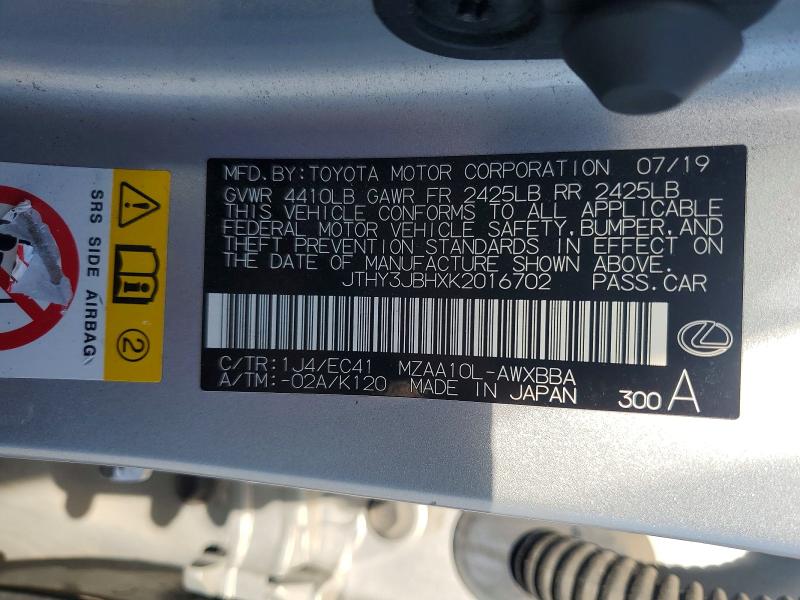 Aukcja sprzedaży 2019 Lexus Ux 200, vin: JTHY3JBHXK2016702, numer aukcji: 48033546