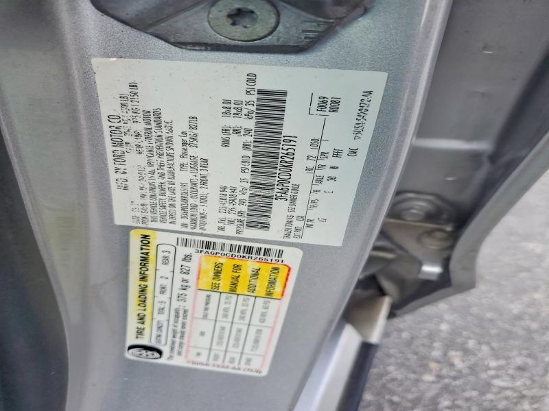 Продажа на аукционе авто 2019 Ford Fusion, vin: 3FA6P0CD0KR265191, номер лота: 51366166
