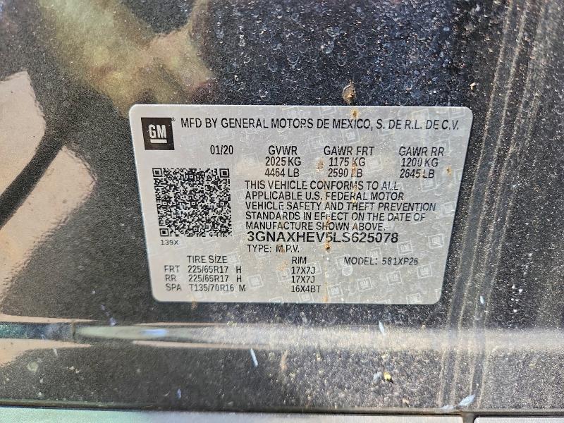 Продажа на аукционе авто 2020 Chevrolet Equinox, vin: 3GNAXHEV5LS625078, номер лота: 50677236