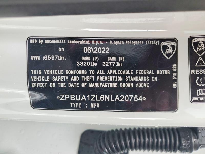 Продаж на аукціоні авто 2022 Lamborghini Urus, vin: ZPBUA1ZL6NLA20754, номер лоту: 51581626