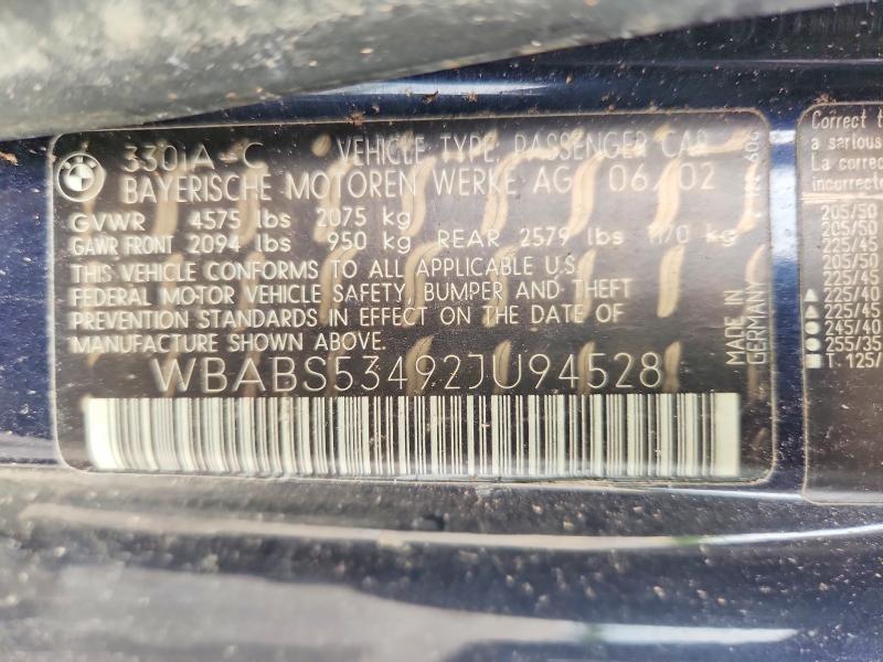 Продажа на аукционе авто 2002 Bmw 330, vin: WBABS53492JU94528, номер лота: 48992096