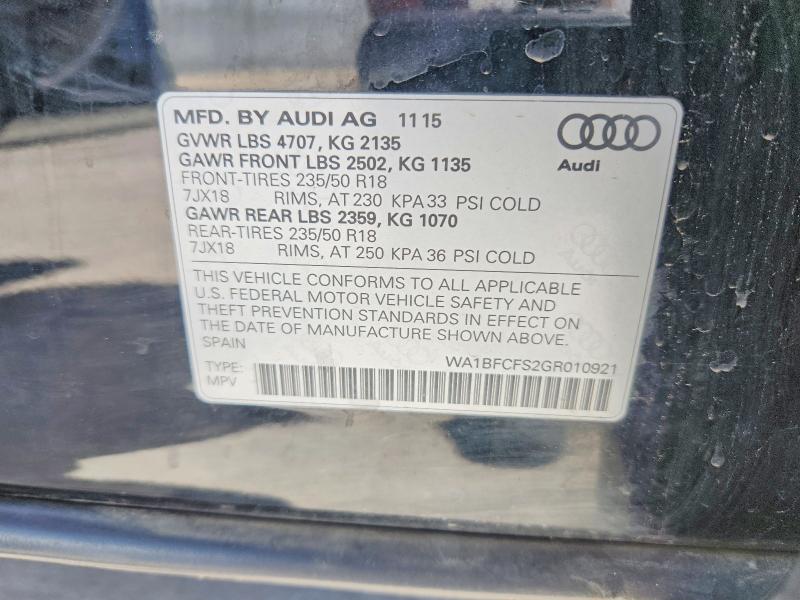 Продажа на аукционе авто 2016 Audi Q3, vin: WA1BFCFS2GR010921, номер лота: 51369916