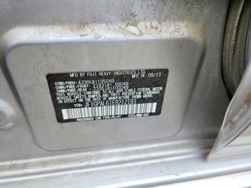 51584216 :رقم المزاد ، JF1GPAL61E8212193 vin ، 2014 Subaru Impreza مزاد بيع