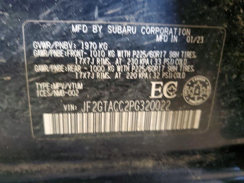Auction sale of the 2023 Subaru Crosstrek, vin: JF2GTACC2PG320022, lot number: 50771106