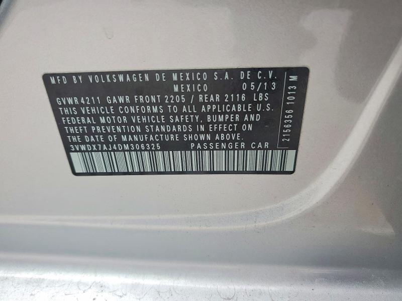 47857576 :رقم المزاد ، 3VWDX7AJ4DM306325 vin ، 2013 Volkswagen Jetta مزاد بيع