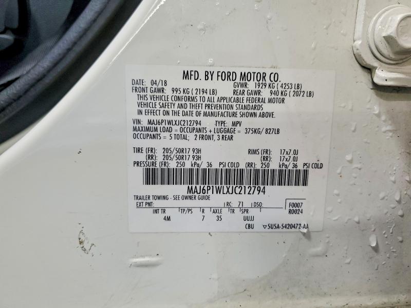 Aukcja sprzedaży 2018 Ford Ecosport, vin: MAJ6P1WLXJC212794, numer aukcji: 50358516